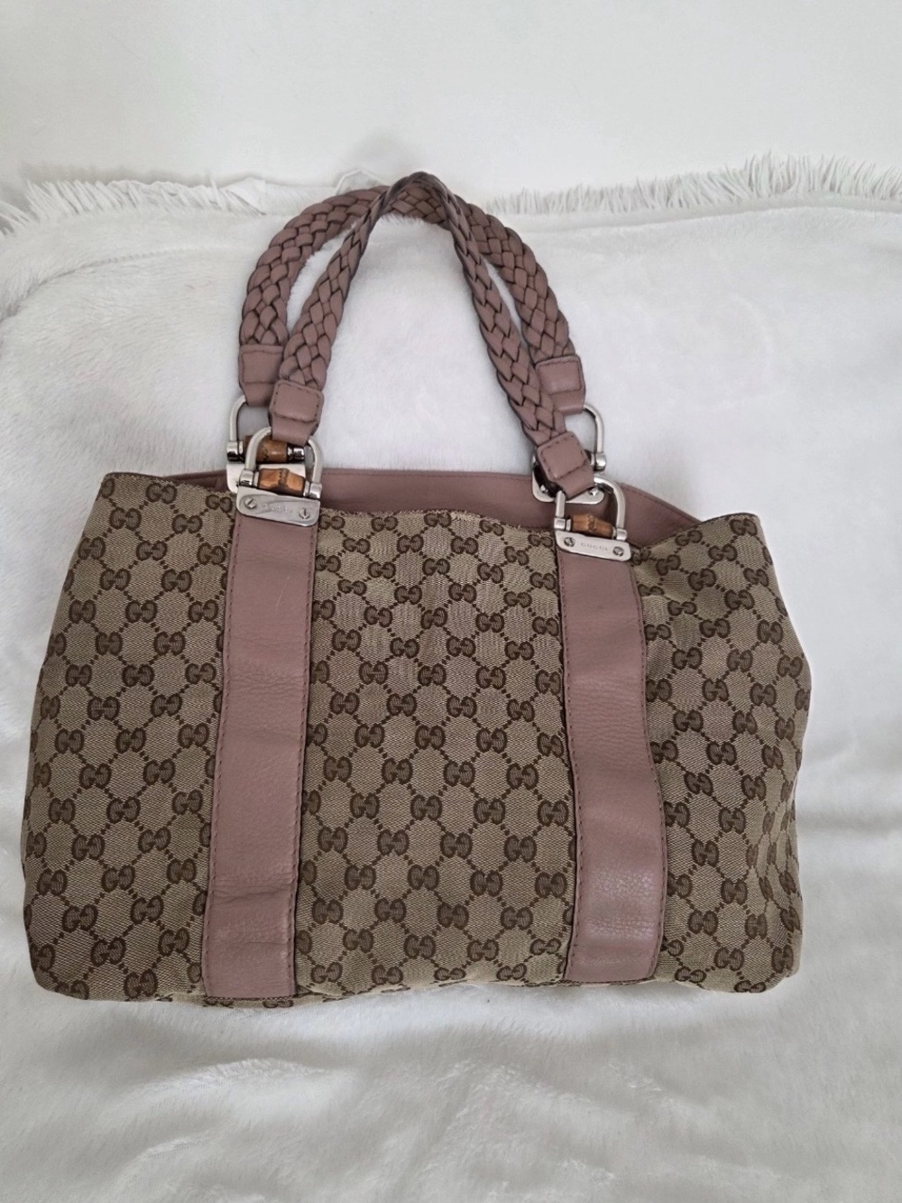 Gucci Monogram Medium Bamboo Bar Tote